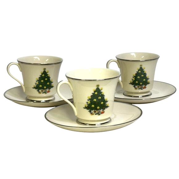 Royal Devon Triomphe Retired 'Christmas' Platinum Trim Cup/Saucer-Set of 3-Rare - Picture 2 of 6